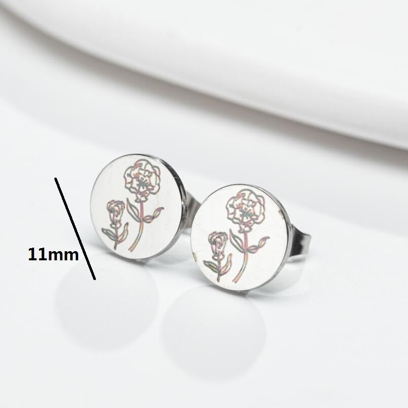 Fashion Animal Flower Etched Stud Earrings-Jewearrings