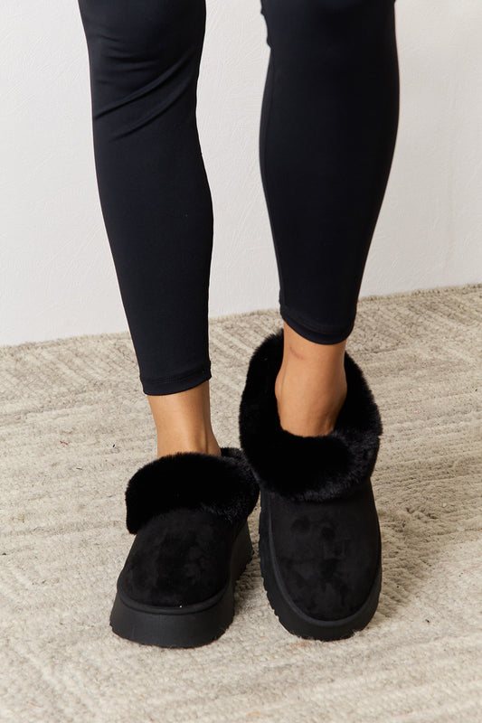 Legend Footwear Furry Chunky Platform Ankle Boots-Jewearrings