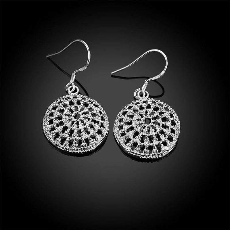 Women's Silver-plated Hollow Disc Earrings-Jewearrings