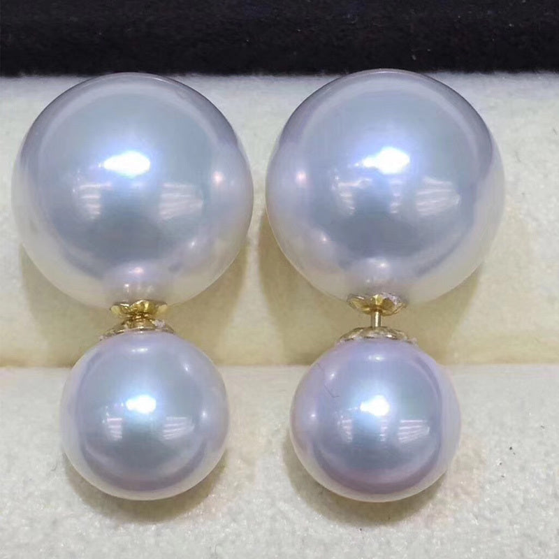 Women's Natural Freshwater Round Pearl Earrings-Jewearrings