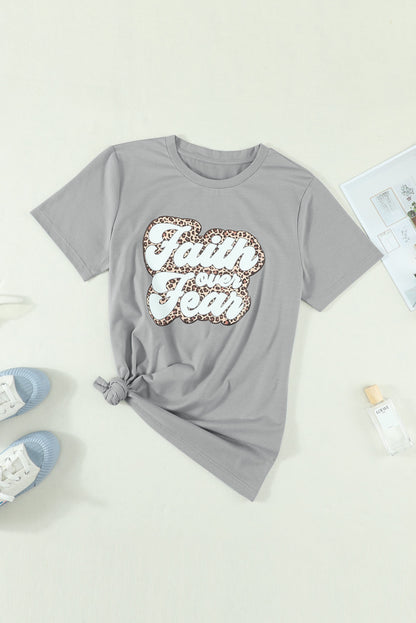 FAITH OVER FEAR Graphic Round Neck Tee-Jewearrings