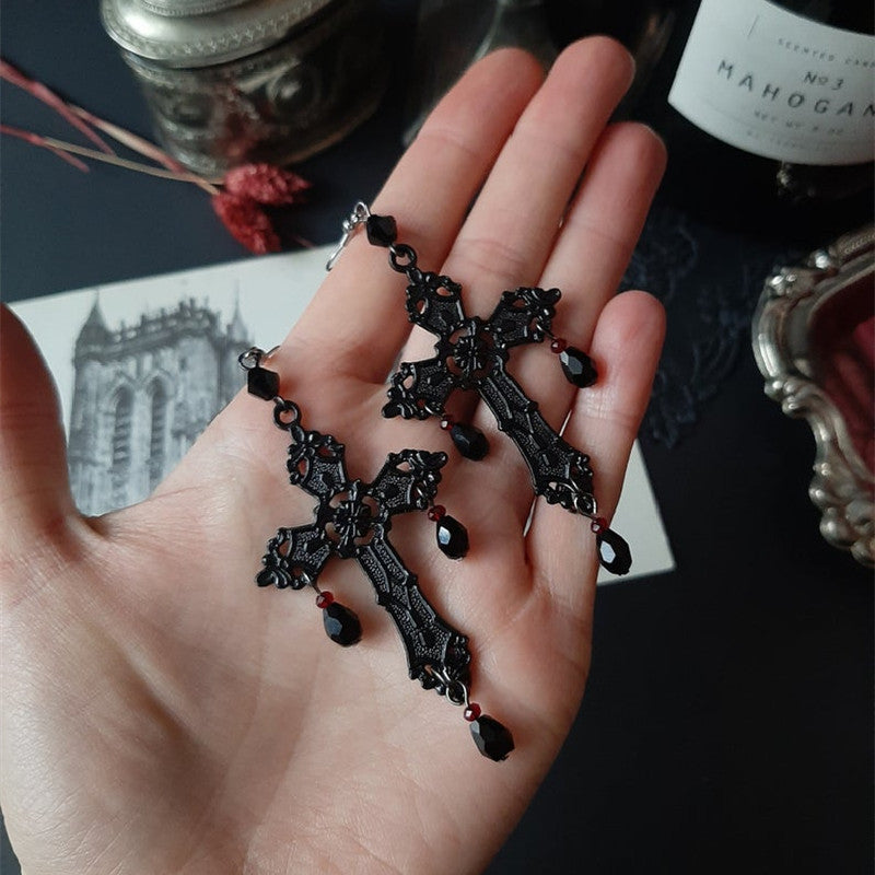 Cross Gothic Dark Anhe Earrings-Jewearrings