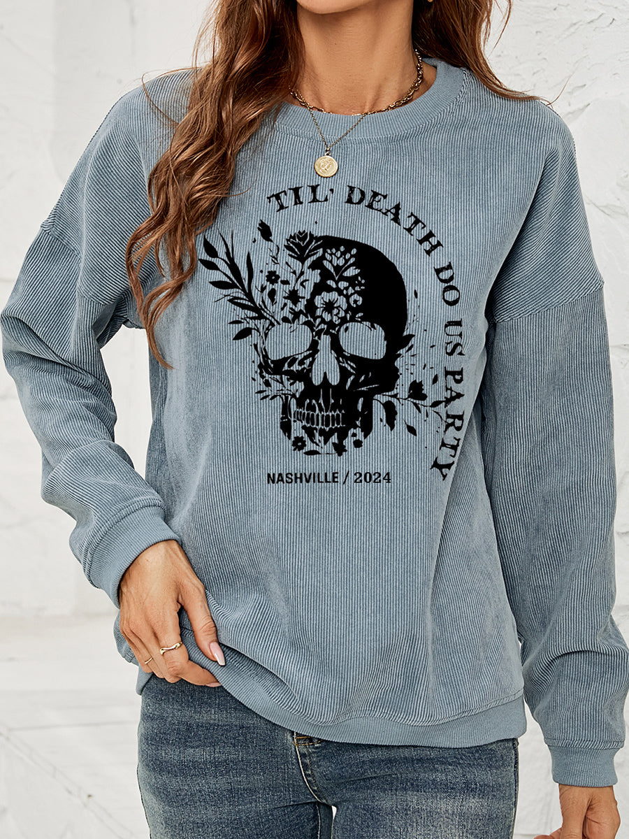 Skull Graphic Dropped Shoulder Sweatshirt-Jewearrings