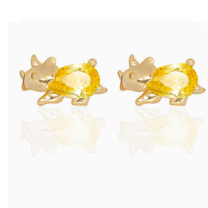 Jewelry Real Gold Plated Colorful Zircon Cute Stud Earrings-Jewearrings