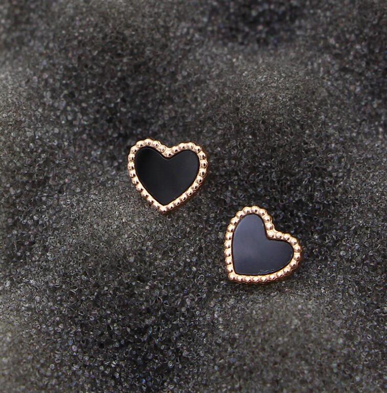 Small Lace Cute Love Rose Gold Stud Earrings-Jewearrings