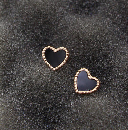 Small Lace Cute Love Rose Gold Stud Earrings-Jewearrings