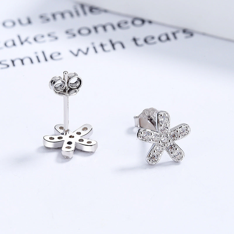 Women's Simple Sterling Silver Screw Pattern Flower Earrings-Jewearrings