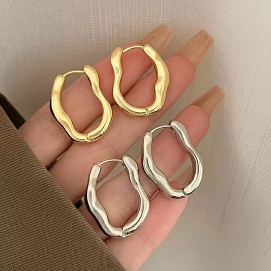 Irregular Geometry Ear Clip Female Personality Design Net Red Earrings Simple Graceful Ins Frosty Style Earrings-Jewearrings