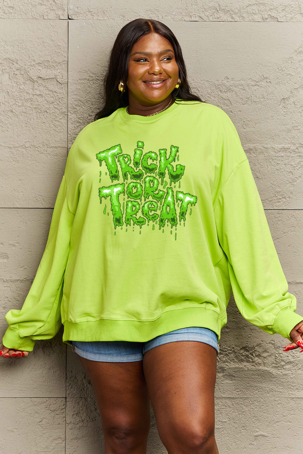 Simply Love Full Size TRICK OR TREAT Graphic Sweatshirt-Jewearrings