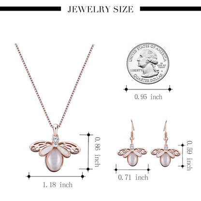 Simple Style Alloy Inlaid Zircon Necklace Earrings Opal Jewelry Two-piece Set-Jewearrings