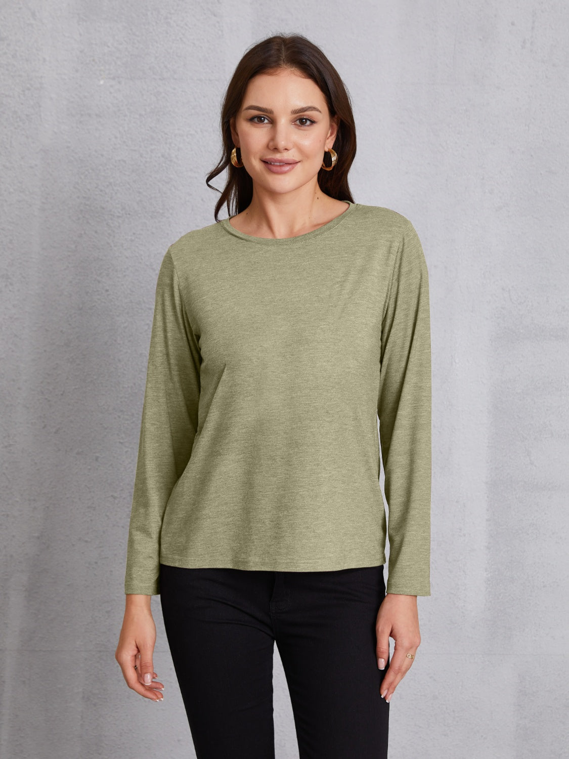 Round Neck Long Sleeve T-shirt-Jewearrings