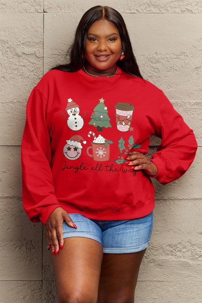 Simply Love Full Size JINGLE ALL THE WAY Long Sleeve Sweatshirt-Jewearrings