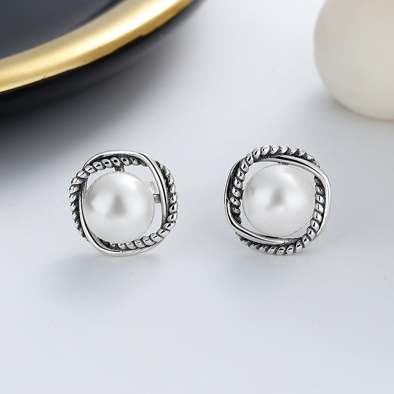 S925 Sterling Silver Light Luxury French Classic Style Stud Earrings-Jewearrings