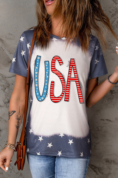 USA Round Neck Short Sleeve T-Shirt-Jewearrings