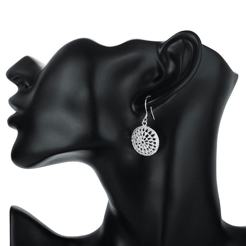 Women's Silver-plated Hollow Disc Earrings-Jewearrings