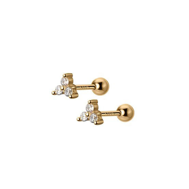 Stainless Steel Thick Rod Simple Zircon Stud Earrings-Jewearrings