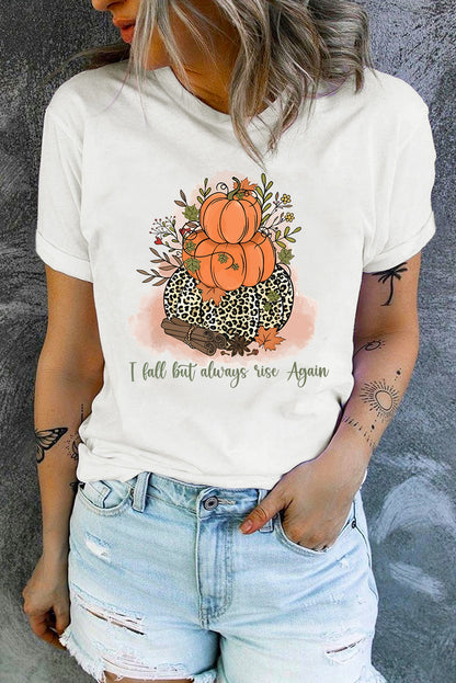 Short Sleeve Round Neck Pumpkin Graphic Tee-Jewearrings