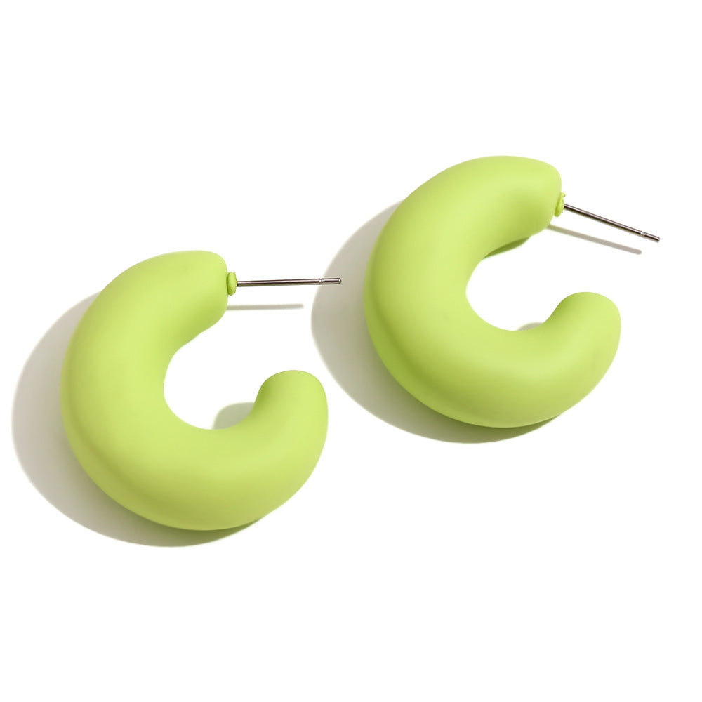 Stainless-steel Needle Color Dopamine ABS Spray Paint Open O-shaped Stud Earrings-Jewearrings