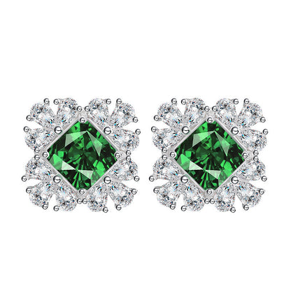 Emerald Stud Earrings Female Temperament Advanced-Jewearrings