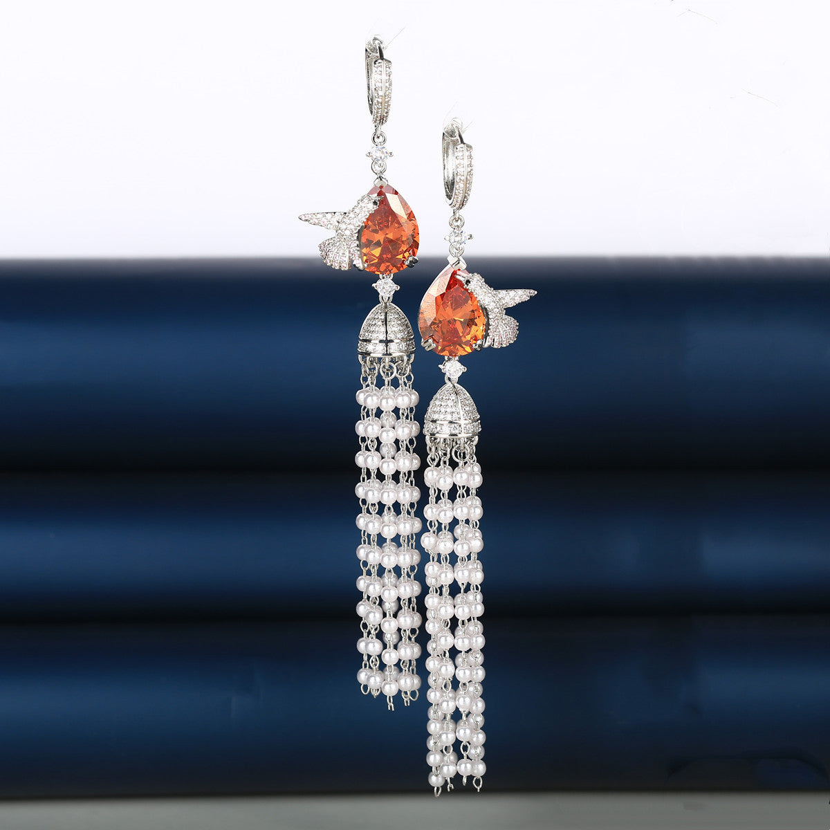 Pearl Tassel Long Earrings Female-Jewearrings