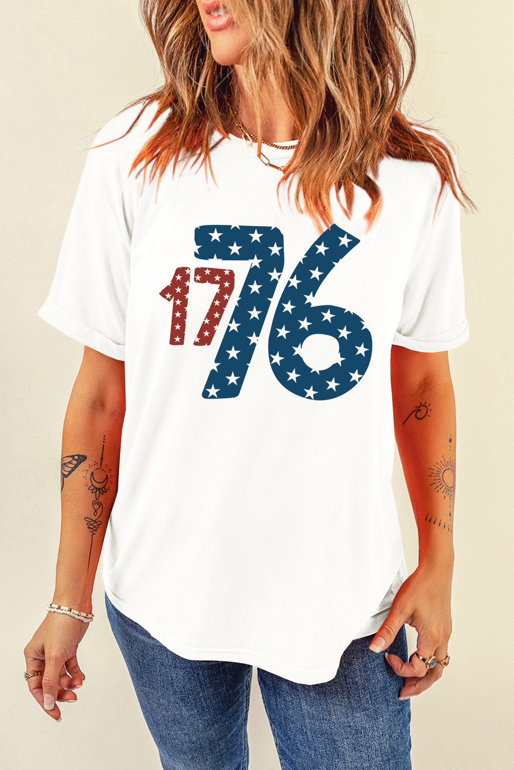 1776 Round Neck Short Sleeve T-Shirt-Jewearrings