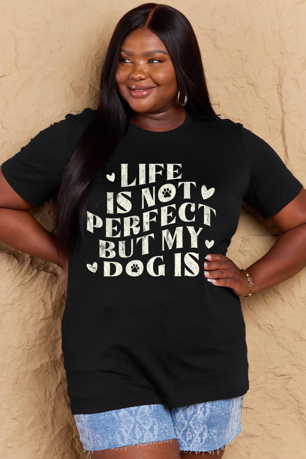 Simply Love Full Size Dog Slogan Graphic Cotton T-Shirt-Jewearrings