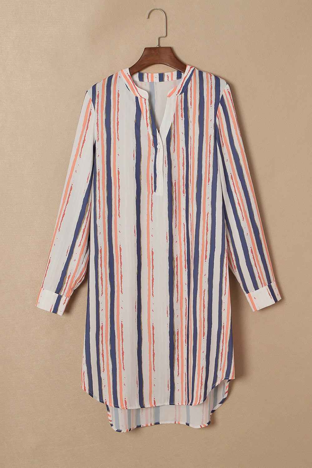 Striped High-Low Longline Shirt-Jewearrings