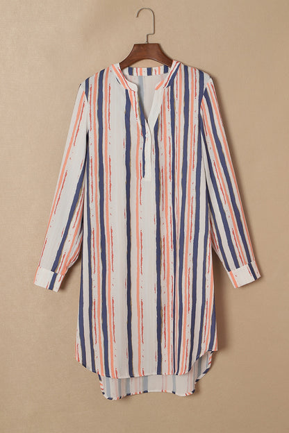 Striped High-Low Longline Shirt-Jewearrings