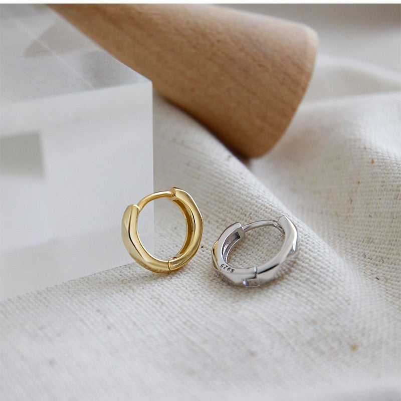 Female INS Style Simple Mini Sterling Silver Earrings Buckle-Jewearrings