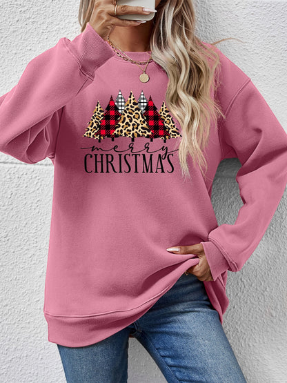 MERRY CHRISTMAS Round Neck Long Sleeve Sweatshirt-Jewearrings