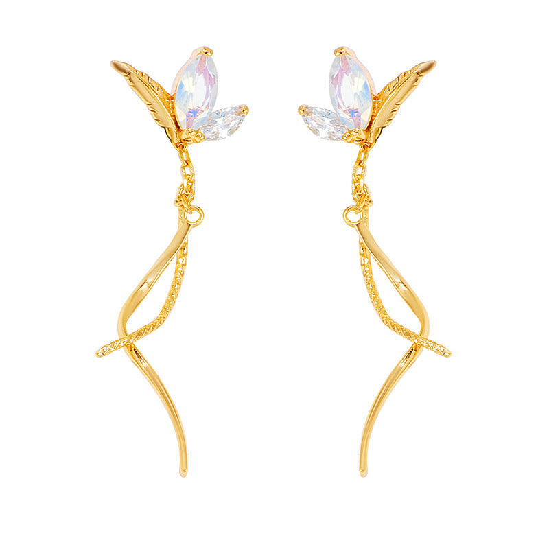 Synthetic Opal White Zirconium Earrings-Jewearrings