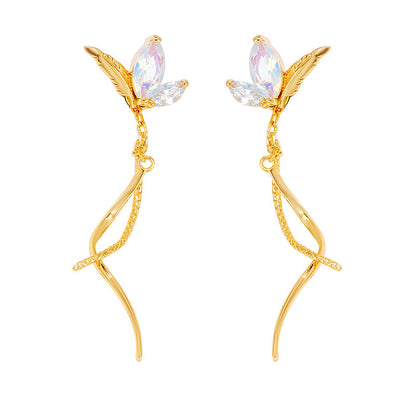 Synthetic Opal White Zirconium Earrings-Jewearrings