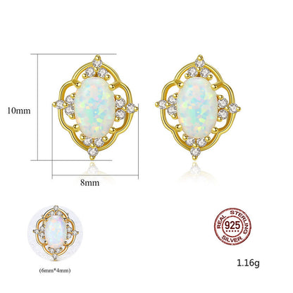 Fashion Korean Style 925 Silver Opal Earrings-Jewearrings