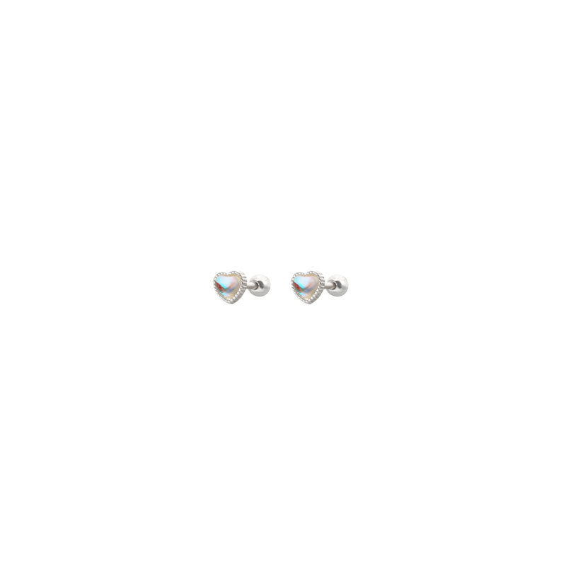 Ladies Fashion Sterling Silver Colorful Heart Stud Earrings-Jewearrings