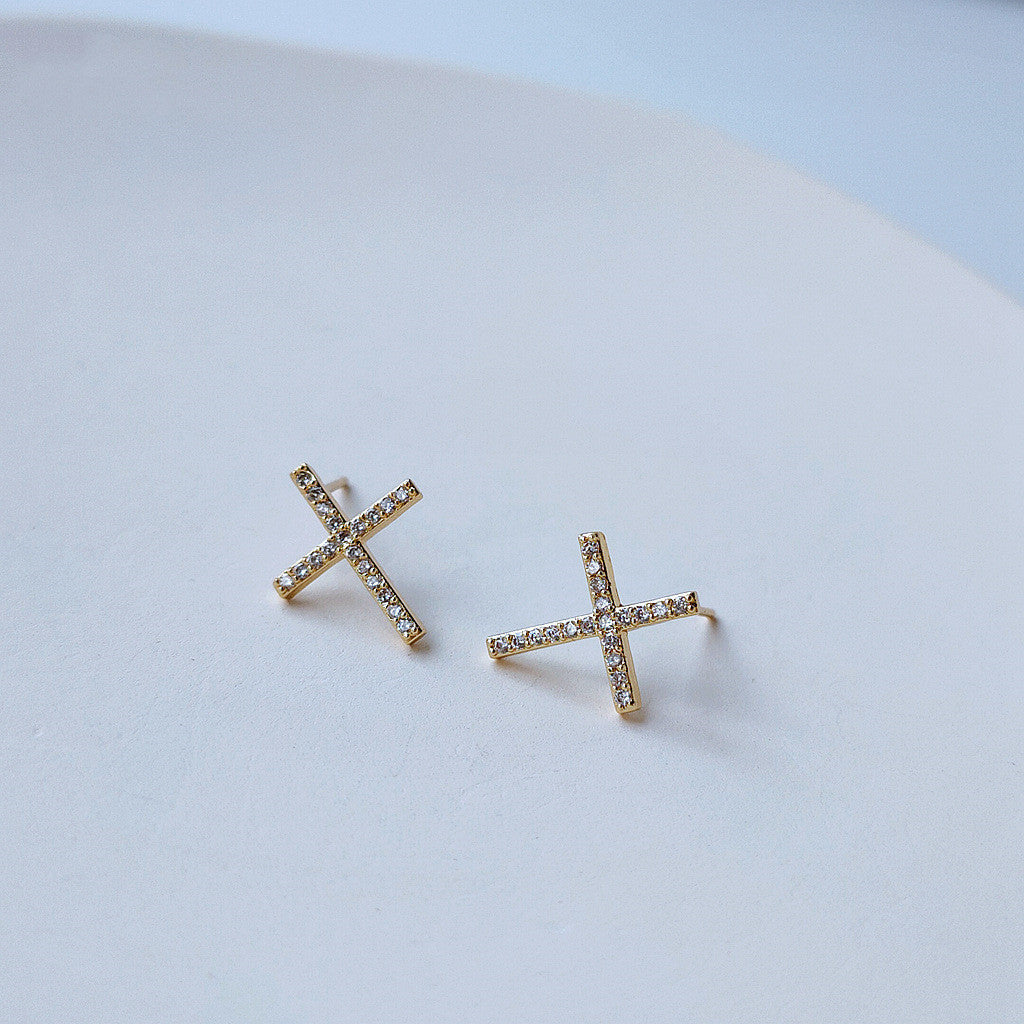 Simple Small Earrings Female Bow Cross-Jewearrings