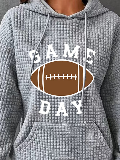 Full Size GAME DAY Graphic Drawstring Hoodie-Jewearrings