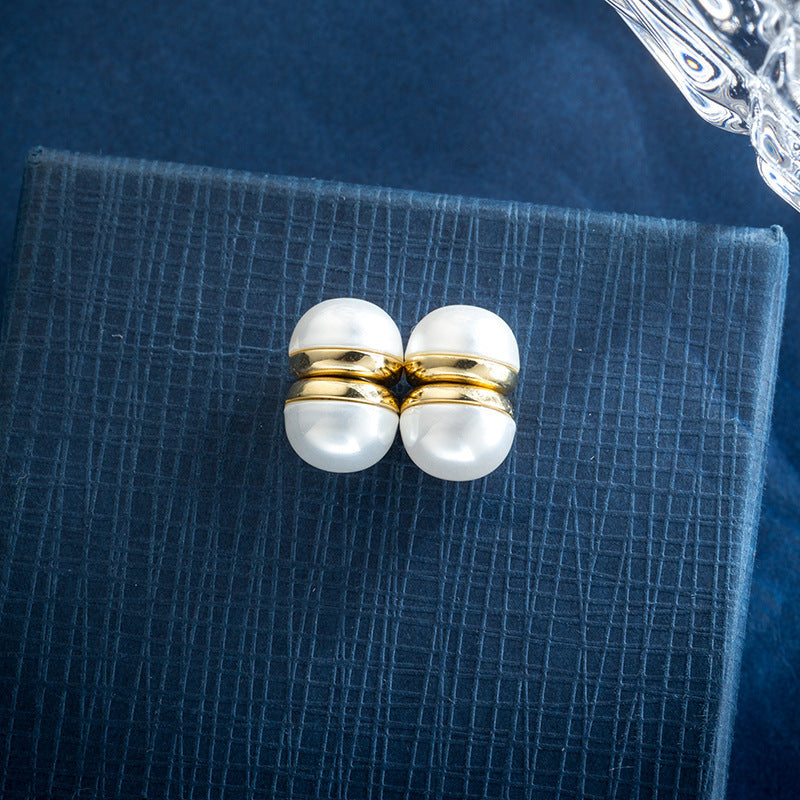 Micro Inlaid White Pearl Magnet Ear Bone Clip Earrings-Jewearrings