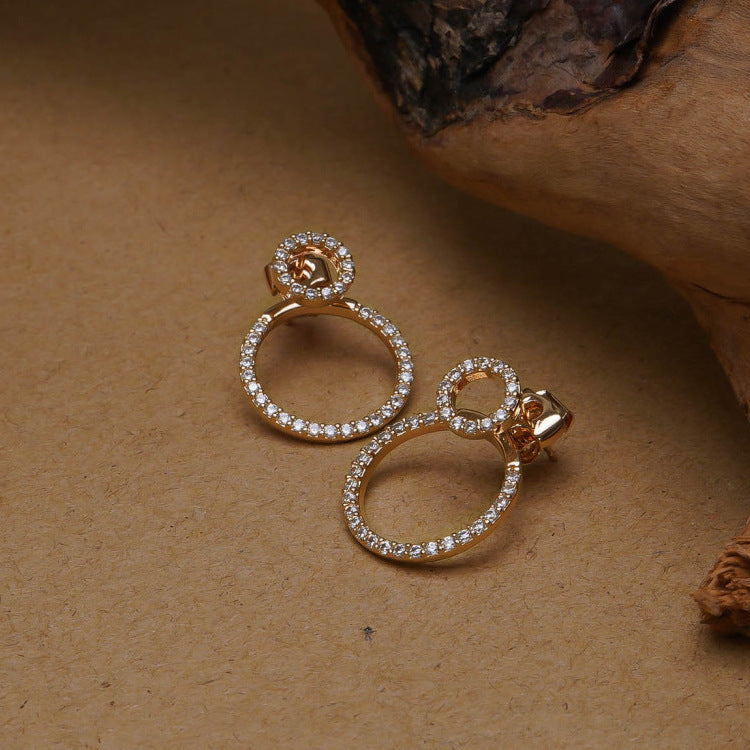 Silver Needle Full Diamond Love Earrings Korean Fashion Temperament-Jewearrings