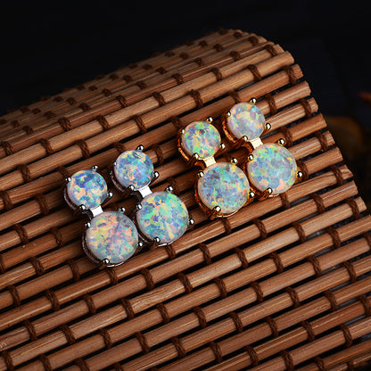 Classic Synthetic Opal Stud Earrings-Jewearrings