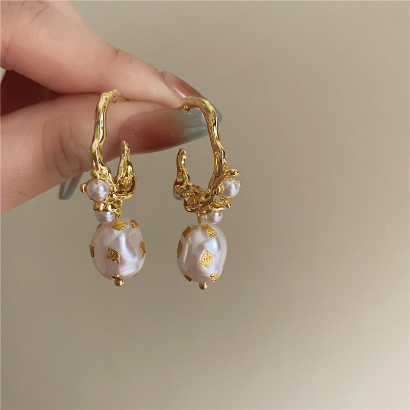 Women's Pearl Pendant C Earrings-Jewearrings