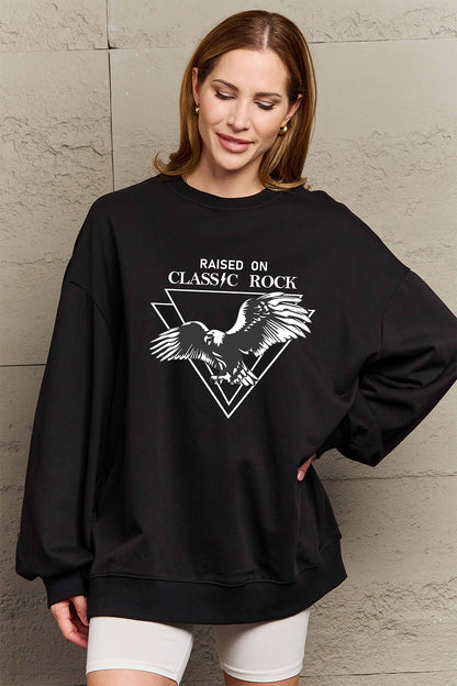 Simply Love Full Size Eagle Graphic Drop Shoulder Sweatshirt-Jewearrings