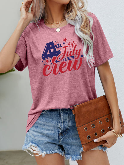 4th OF JULY Graphic Round Neck Tee-Jewearrings