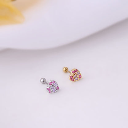 Stainless Steel Thin Rod Pierced Zirconium Fashion Stud Earrings-Jewearrings