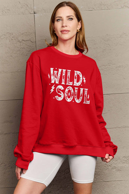 Simply Love Full Size WILD SOUL Graphic Sweatshirt-Jewearrings