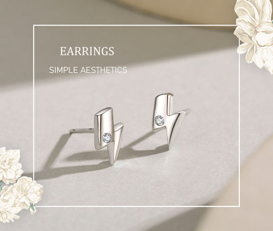 S925 Sterling Silver Lightning Stud Earrings-Jewearrings