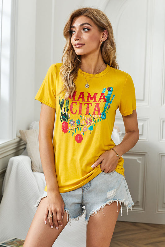 MAMACITA Graphic Round Neck Tee-Jewearrings