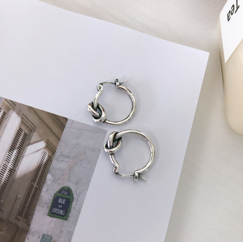 Women's Character Knot Twist Hoop Earrings-Jewearrings