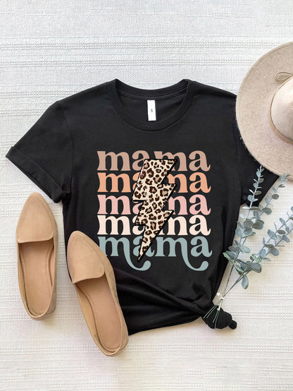 MAMA Round Neck Short Sleeve T-Shirt-Jewearrings