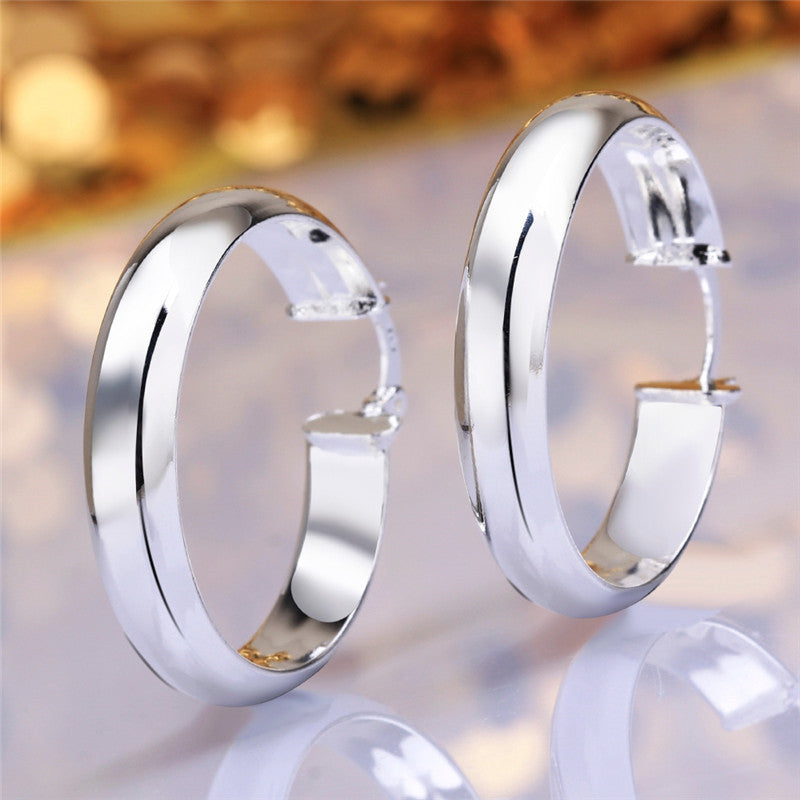 Women's Fashion Earrings Silver Plated Glossy Ear Ring-Jewearrings