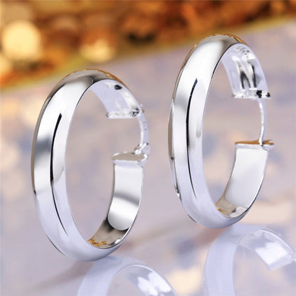 Women's Fashion Earrings Silver Plated Glossy Ear Ring-Jewearrings